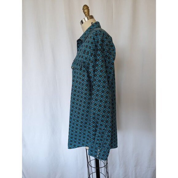 Women's Wrangler Wrancher Pearl Snap Long Sleeve Shirt size Large Western Pocket - Picture 3 of 7